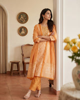 Peach Pure Cotton Printed Suit Set
