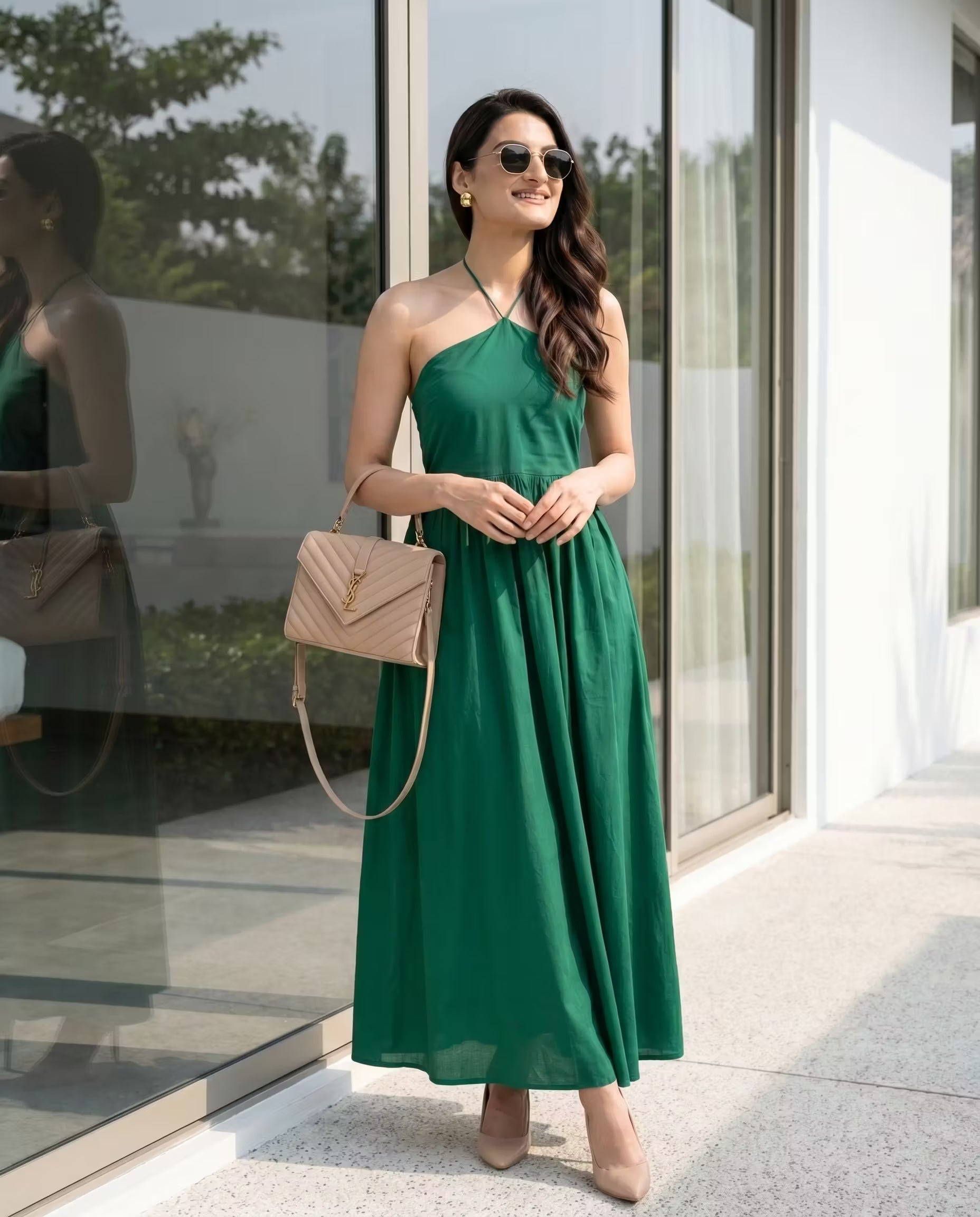 Emerald Green Halter Neck Long Dress