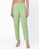 Pastel Green Silk Blend Straight Suit Set