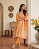 Peach Pure Cotton Printed Suit Set