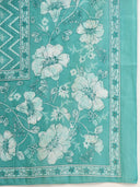 Ocean Blue Cotton Floral Print Suit Set