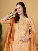 Peach Pure Cotton Printed Suit Set