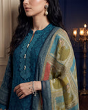 Teal Blue Cotton with Lace & Jaipuri Print Suit Set