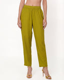 Lime Green Mul Chanderi Silk A-Line Suit Set with Thread & Sequin Work