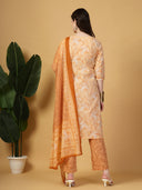 Peach Pure Cotton Printed Suit Set
