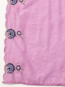 Lavender Mul Chanderi Silk Embroidered Suit Set