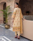 Honey Beige Floral Pure Cotton Straight Suit Set