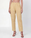 Honey Beige Floral Pure Cotton Straight Suit Set