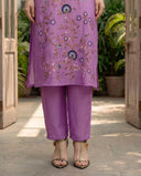 Lavender Mul Chanderi Silk Embroidered Suit Set