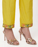 Mustard Yellow Embroidered Chanderi Silk Suit Set