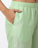 Pastel Green Silk Blend Straight Suit Set