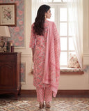 Pastel Pink Floral Printed Cotton Suit Set