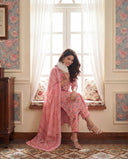 Pastel Pink Floral Printed Cotton Suit Set