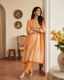 Peach Pure Cotton Printed Suit Set