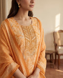 Peach Pure Cotton Printed Suit Set