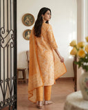 Peach Pure Cotton Printed Suit Set