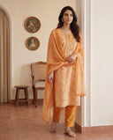 Peach Pure Cotton Printed Suit Set