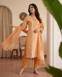 Peach Pure Cotton Printed Suit Set