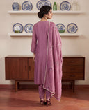 Purple Chanderi Silk Kantha Work Suit Set