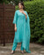 Sea Green Silk Blend Straight Suit Set with Cotton Lining