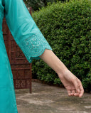 Sea Green Slik Blend Straight Suit Set with Cotton Lining