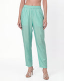 Sky Blue Silk Blend Straight Suit Set
