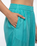 Sea Green Slik Blend Straight Suit Set with Cotton Lining