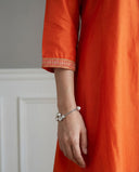 Tangerine Orange Embroidered Silk Blend Suit Set