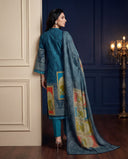 Teal Blue Cotton with Lace & Jaipuri Print Suit Set