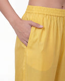 Yellow Silk Blend Suit Set with Mirror Work