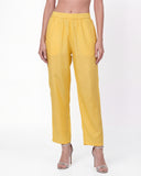 Yellow Silk Blend Suit Set with Mirror Work