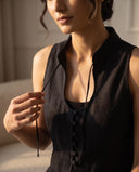 Elara Black Halter Top