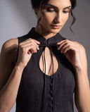 Elara Black Halter Top