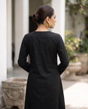 Black Front Slit Kurta Set