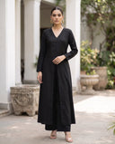 Black Front Slit Kurta Set