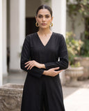 Black Front Slit Kurta Set