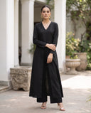 Black Front Slit Kurta Set