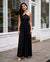 Black Halter Neck Smocked Long Dress