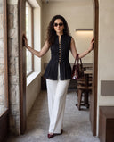 Elise Black Pintuck Peplum Top