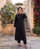Black Pintuck Kurta Set