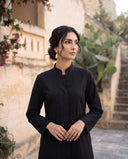 Black Pintuck Kurta Set