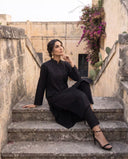 Black Pintuck Kurta Set