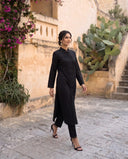Black Pintuck Kurta Set
