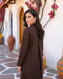 Brown Pintuck Kurta Set