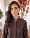 Brown Pintuck Kurta Set