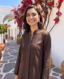 Brown Pintuck Kurta Set