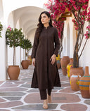 Brown Pintuck Kurta Set