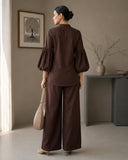 Chocolate Brown Puff Sleeve Co-Ord Set
