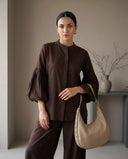 Chocolate Brown Puff Sleeve Co-Ord Set