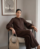 Chocolate Brown Puff Sleeve Co-Ord Set